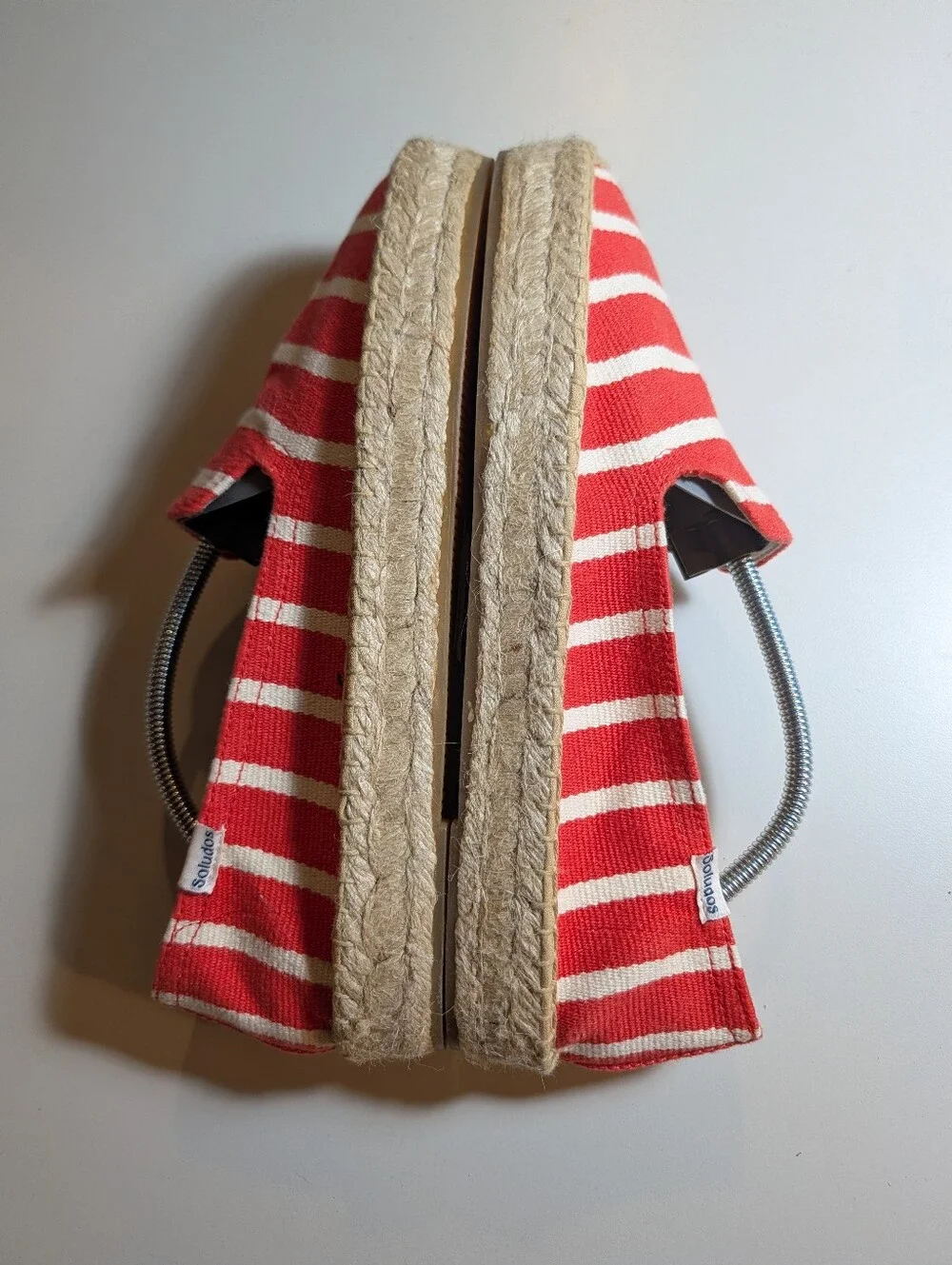 Soludos Striped Red and White Espadrille Slip-Ons - Women Size 10